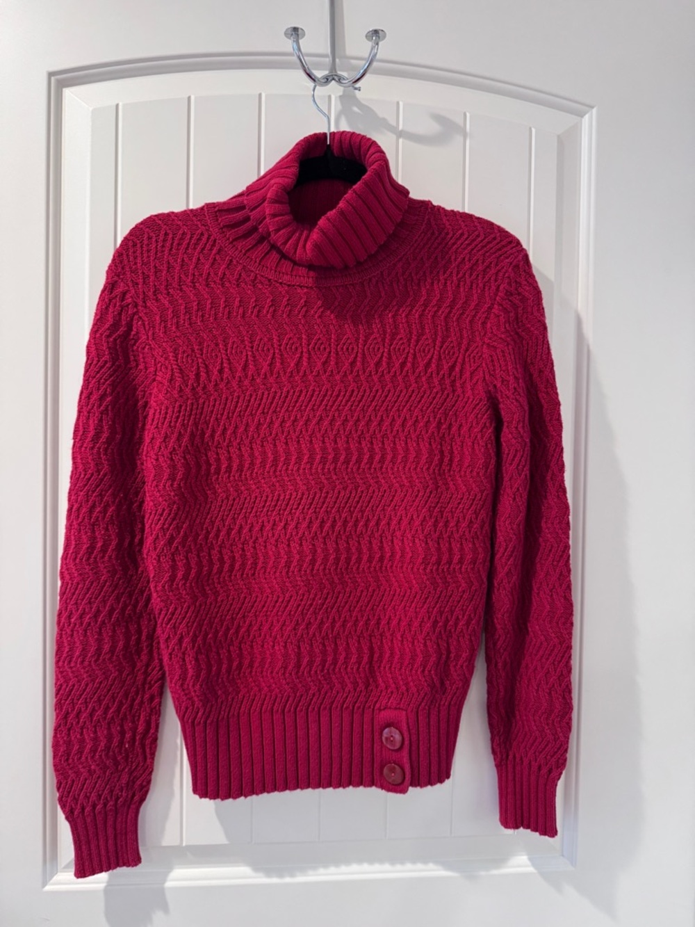 LOFT Red Cable Knit Turtleneck Sweater